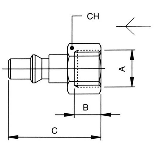 Dessin technique de Raccord fileté femelle 100